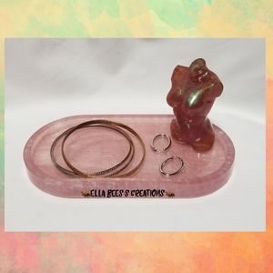 Resin Rose Trinket Tray with Pink Body Goddess Set